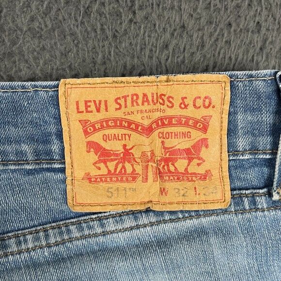 Levis Jeans Mens 32x34 (Fits 31x32) Blue 511 Slim Fit Light Wash Denim Stretch - Picture 9 of 16